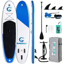 FunWater Tabla de Surf de Remo Hinchable Accesorios completos,Remo Ajustable,Bomba,Mochila Viaje,Correa,Bolsa Impermeable,Capacidad Carga de hasta